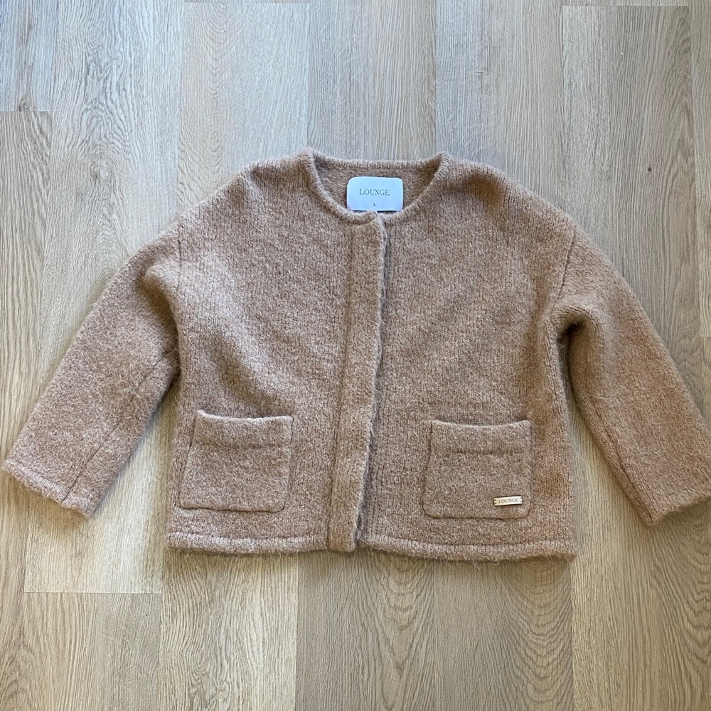 Lounge Apparel Alpaca Blend Cropped Jacket Beige Cardigan Coat